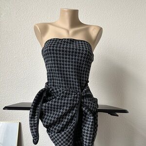 SHEIN Black and Gray Strapless Dress